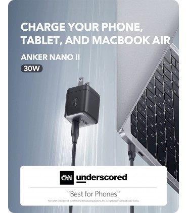 آداپتور شارژر انکر مدل Anker Nano II 30W با توان ۳۰ وات-A2146L11-مشکی
