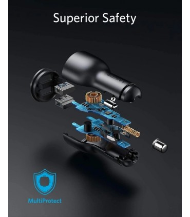 شارژر فندکی انکر مدل Anker PowerDrive III A2729H11 رنگ مشکی