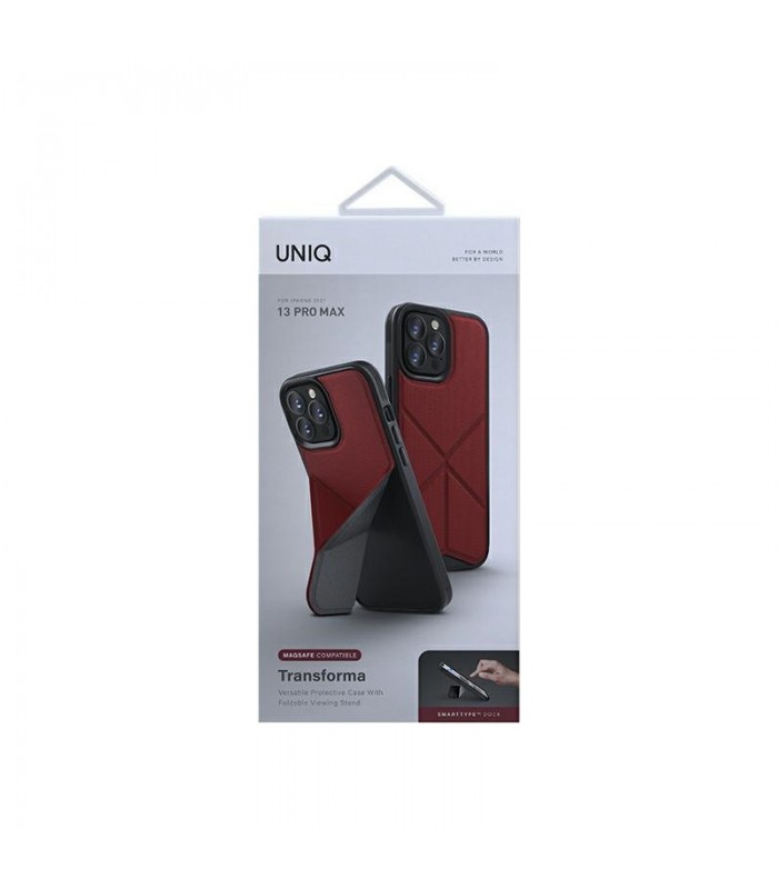کیس استند دار یونیک مناسب iPhone 13 Pro Max مدل UNIQ Transforma MagSafe-قرمز