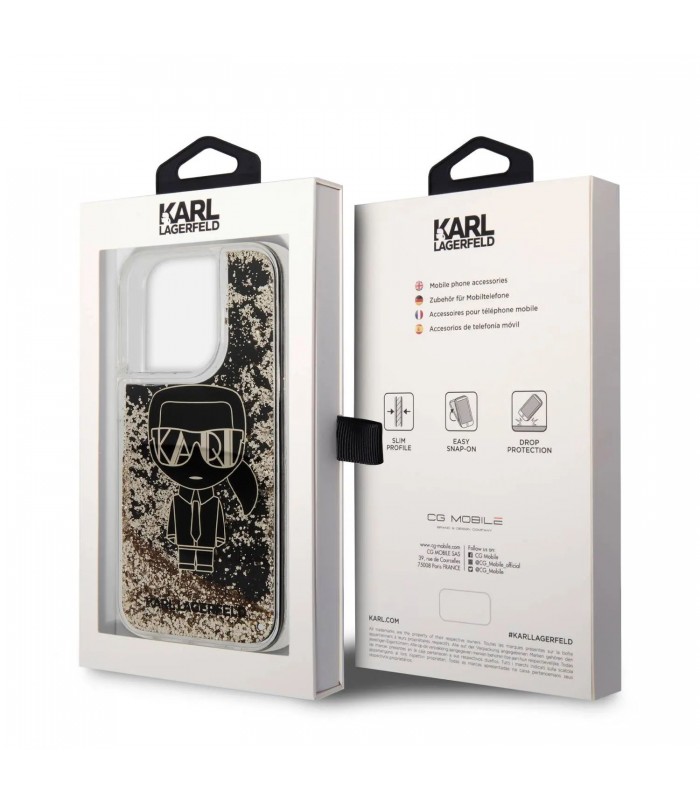 کیس آکواریومی سی جی موبایل مناسب iPhone 14 Pro مدل CG Mobile KARL LAGERFELD-مشکی/طلایی-KLHCP14LLGGKBK