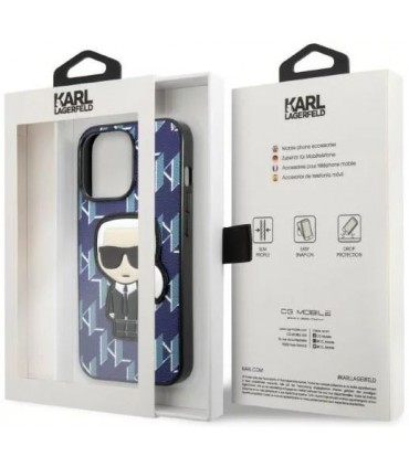 کیس چرمی سی جی موبایل مناسب iPhone 13 Pro مدل CG Mobile KARL LAGERFELD-آبی-KLHCP13LPMNIKBL