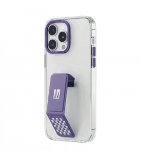 کیس شفاف استند‌دار لولو مدل Levelo Morphix Clara مناسب iPhone 14 Pro-بنفش/سفید