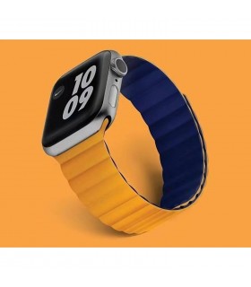 بند دورو اپل واچ  گرین مدل Green Silicone + Magnets Watchband 42/44/45mm-آبی/نارنجی