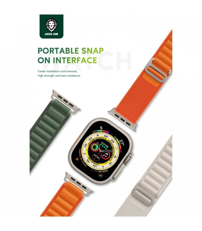بند نایلونی اپل واچ  گرین مدل Green Ultra Series Watchband 42/44/45/49mm-نارنجی