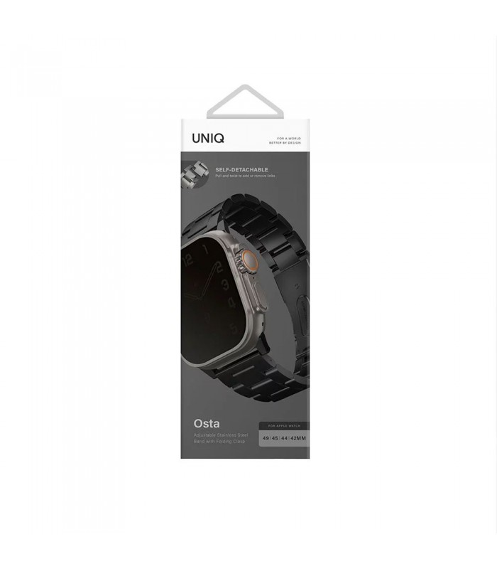 بند استیل اپل واچ یونیک مدل UNIQ OSTA رنگ مشکی سایز49/45/44/42mm