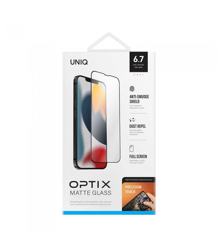 گلس مات UNIQ مدل Optix Matte Glass مناسب برای گوشی آیفون ۱۳ پرو مکس/۱۴ پلاس