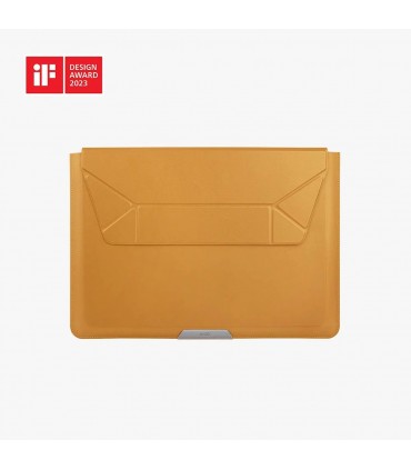 کیف چرمی مک بوک ۱۳/۱۴ اینچی یونیک مدل UNIQ Oslo 2 in 1 Laptop Sleeve-خردلی-OSLO(14)