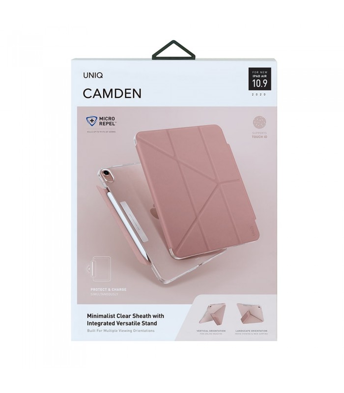 کاور آیپد ایر ۱۰.۹ اینچی (نسل ۴ و ۵) یونیک مدل UNIQ Camden-صورتی-CAMPNK