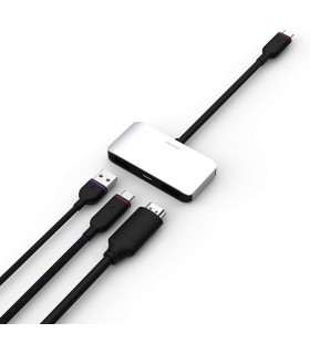 هاب شارژر ۳ در ۱ یونی سینک مدل UNISYNK 1 to 3 USB-C Docking Hub-نقره‌ای