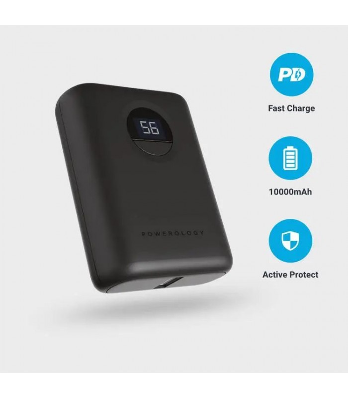 پاوربانک ۱۰۰۰۰ پاورولوژی مدل Powerology Ultra-Compact PD Power Bank-20W-مشکی