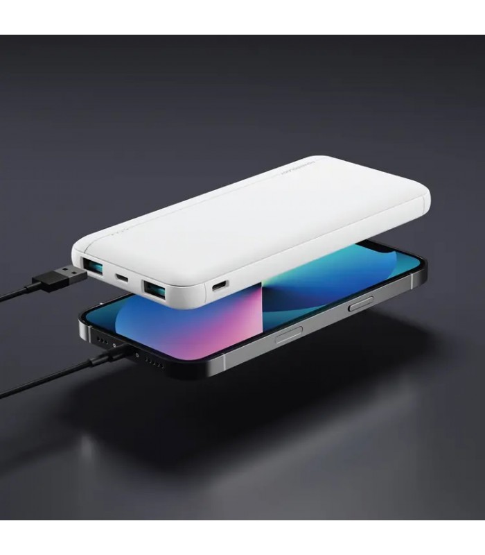 پاوربانک ۱۰۰۰۰ پاورولوژی مدل Powerology Quick Charging Power Bank-20W-سفید