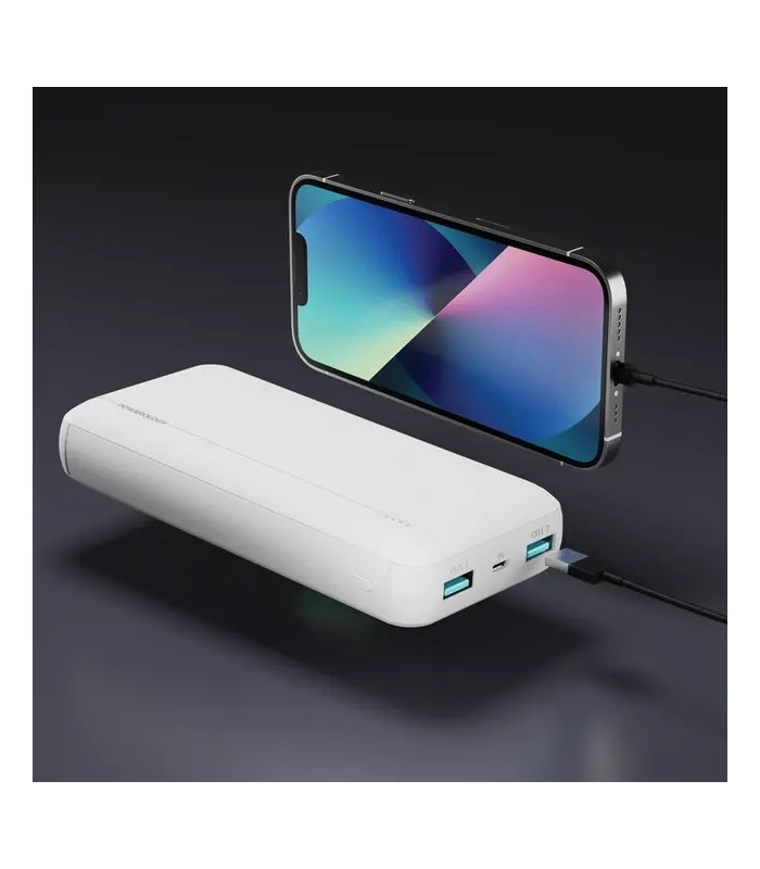 پاوربانک ۲۰۰۰۰ پاورولوژی مدل Powerology Quick Charging Power Bank-20W-سفید