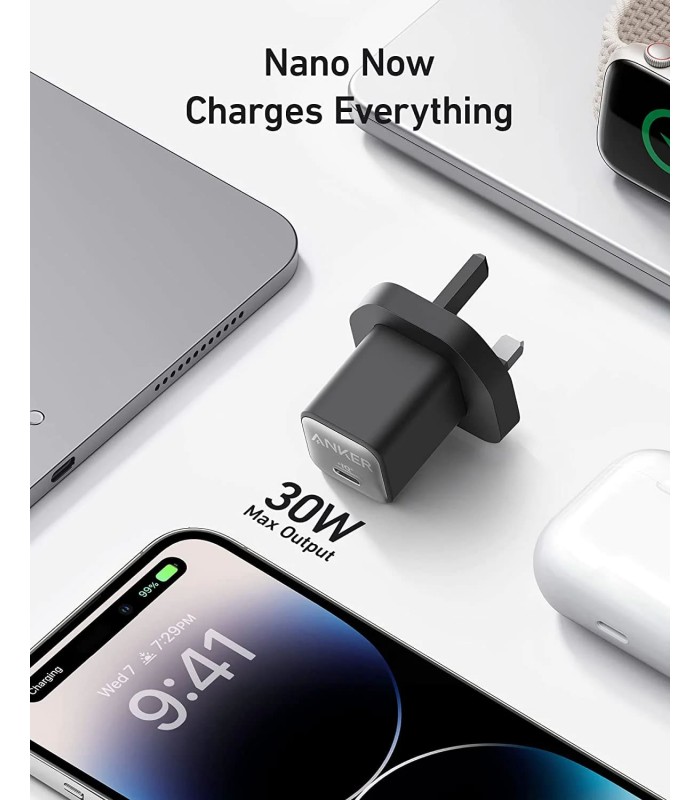 آداپتور شارژر انکر مدل Anker 511 Nano 3 30W با توان ۳۰ وات-A2147K11-مشکی