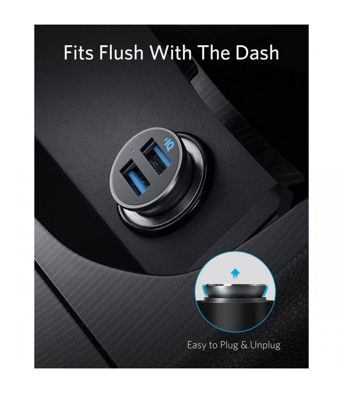شارژر فندکی انکر مدل PowerDrive 2 Alloy A2727-رنگ نقره‌ای