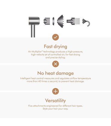 سشوار دایسون مدل Dyson Supersonic HD07-Nickel/Copper (نقره‌ای/مسی)