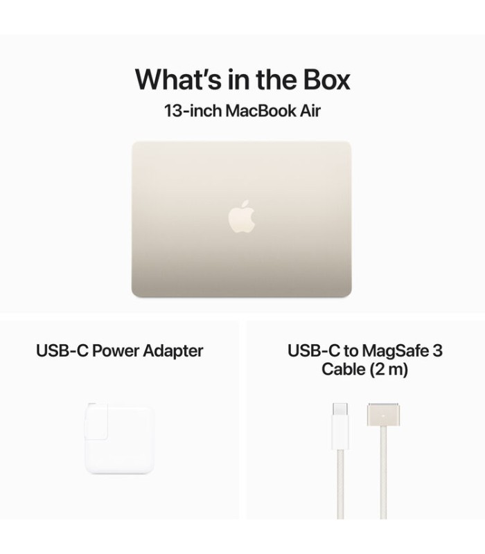 مک‌بوک ۱۳ اینچی اپل مدل MacBook Air M3 MRXU3 رنگ استارلایت