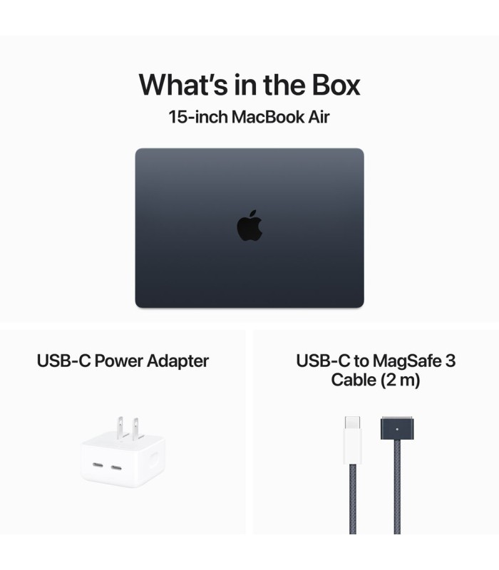مک‌بوک ۱۵ اینچی اپل مدل MacBook Air M3 MRYU3 رنگ مید‌نایت