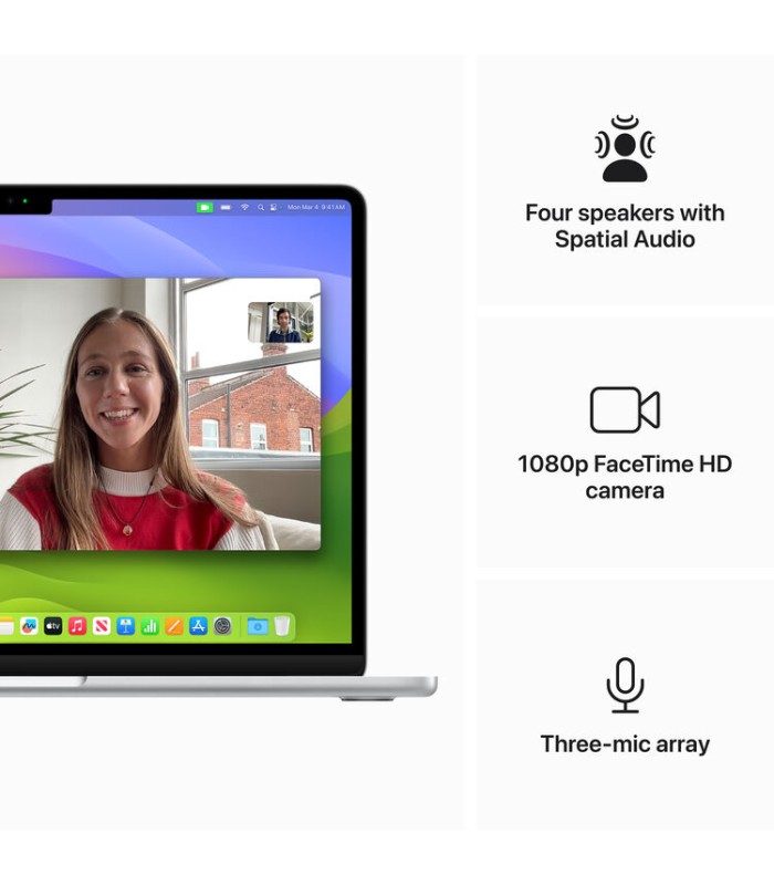 مک‌بوک ۱۳ اینچی اپل مدل MacBook Air M3 MRXR3 رنگ نقره‌ای