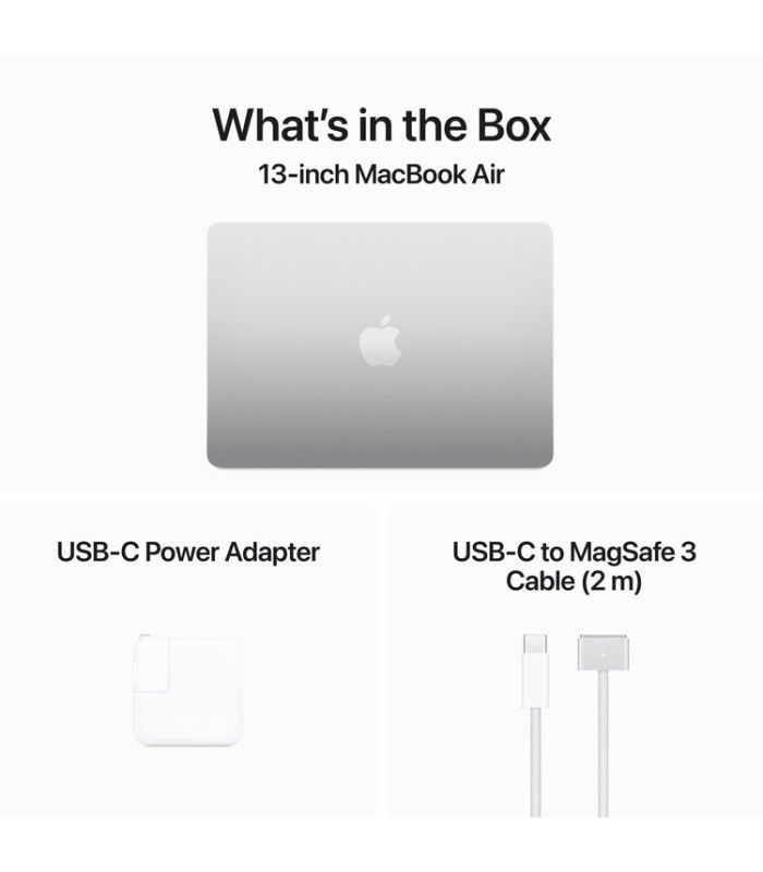 مک‌بوک ۱۳ اینچی اپل مدل MacBook Air M3 MRXR3 رنگ نقره‌ای