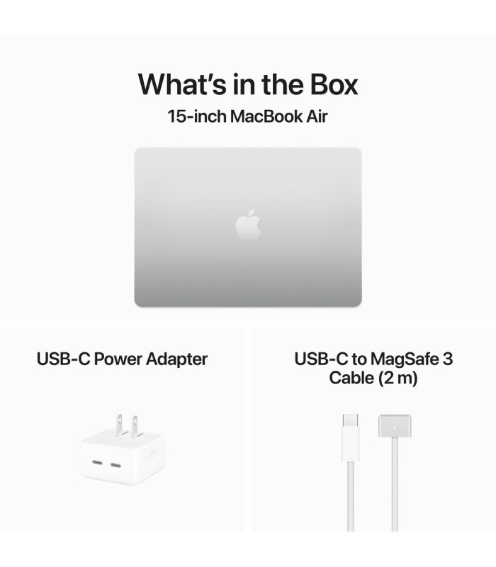 مک‌بوک ۱۵ اینچی اپل مدل MacBook Air M3 MRYQ3 رنگ نقره‌ای