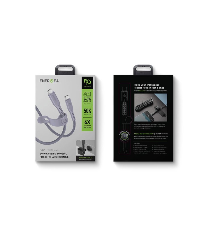 کابل شارژ ۱.۵ متری دو سر USB-C انرژیا مدل Energea Flow 240W-بنفش