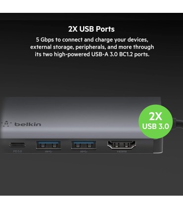 هاب شارژر ۴ در ۱ بلکین مدل Belkin Connect USB-C 4-in-1 Multiport Adapter