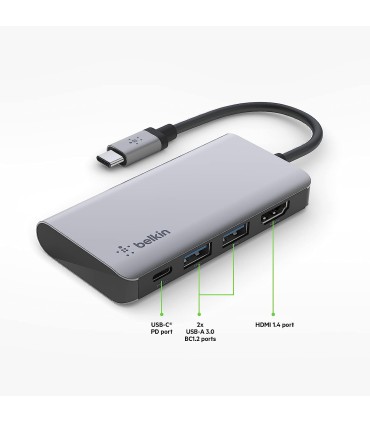 هاب شارژر ۴ در ۱ بلکین مدل Belkin Connect USB-C 4-in-1 Multiport Adapter