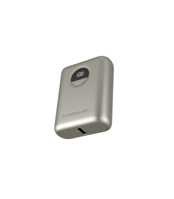 پاوربانک ۱۰۰۰۰ پاورولوژی مدل Powerology Ultra-Compact PD Power Bank-20W-تیتانیوم