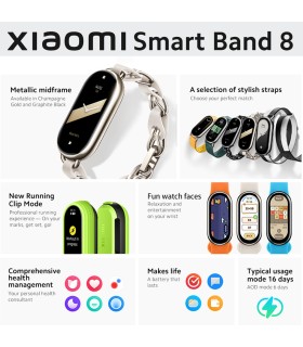 مچ بند هوشمند شیائومی مدل Xiaomi Smart Band 8 (Mi Band 8)-طلایی-نسخه گلوبال