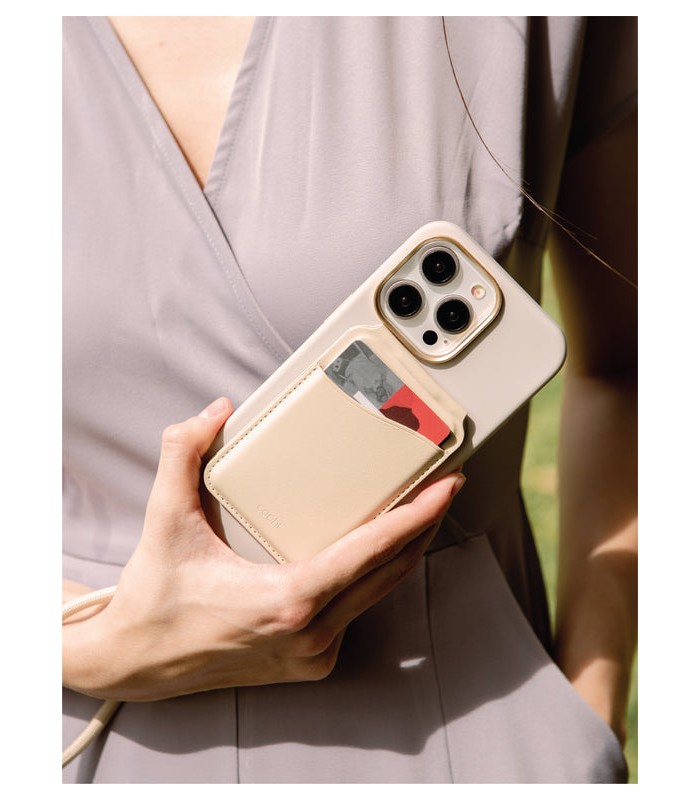جاکارتی مگ‌سیف آیینه دار یونیک مدل Uniq Coehl Magnetic CardHolder with Mirror-بژ تیره