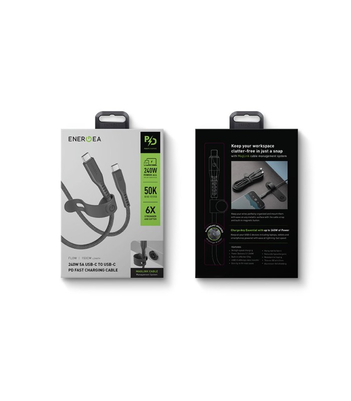 کابل شارژ ۱.۵ متری دو سر USB-C انرژیا مدل Energea Flow 240W-مشکی