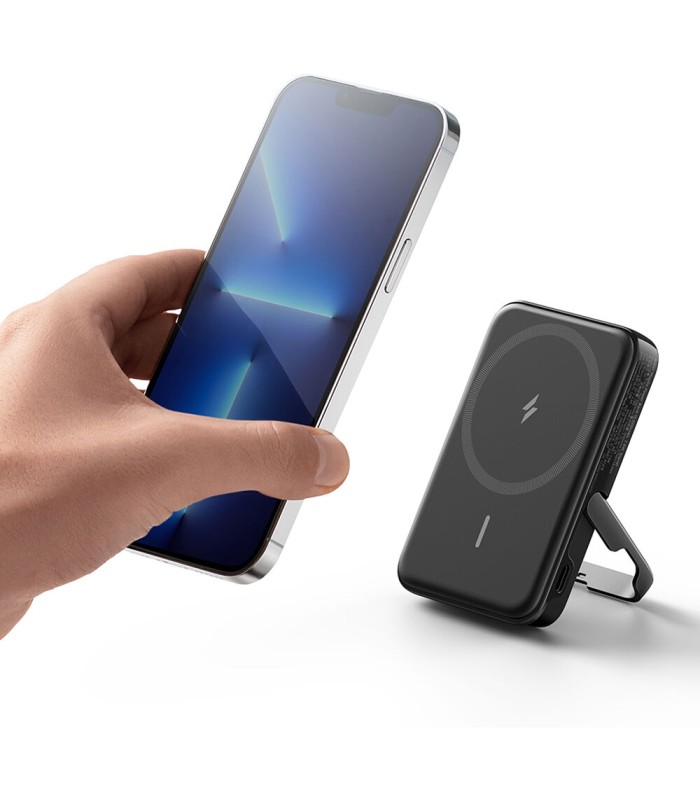 پاوربانک ۵ هزار مگ سیف انکر مدل Anker Magnetic and Slim with Foldable Stand (322 MagGo)-A1618-مشکی