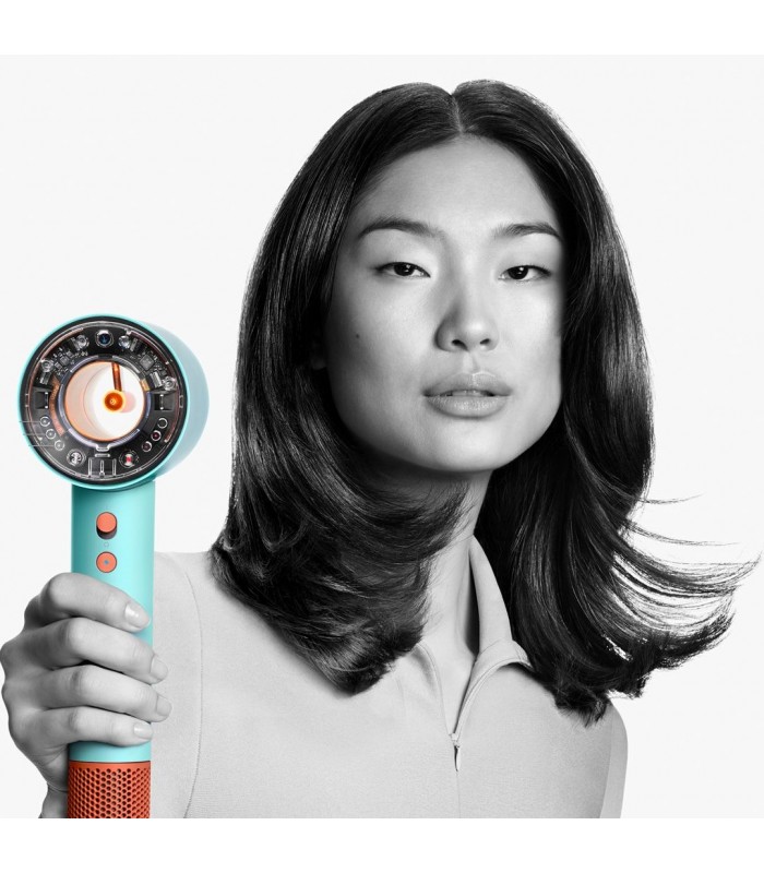 سشوار هوشمند دایسون مدل Dyson Supersonic Nural hair dryer Ceramic patina-Topaz orange (سرامیک فیروزه‌ای/نارنجی)