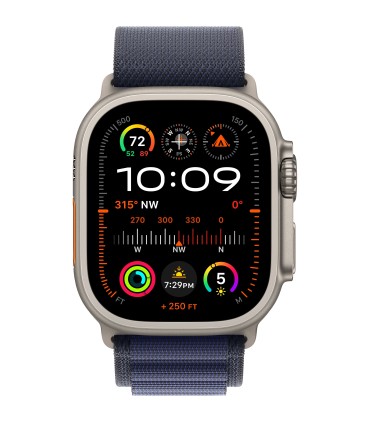 اپل واچ الترا ۲ رنگ تیتانیوم با بند آلپاین لوپ رنگ آبی - سایز ۴۹ میلی‌متر