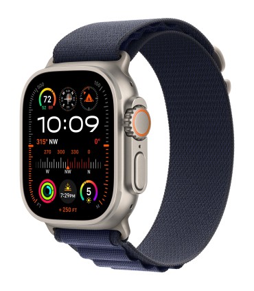 اپل واچ الترا ۲ رنگ تیتانیوم با بند آلپاین لوپ رنگ آبی - سایز ۴۹ میلی‌متر