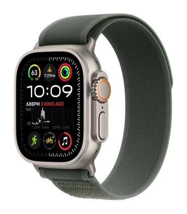 اپل واچ الترا ۲ رنگ تیتانیوم با بند تریل لوپ رنگ سبز - سایز ۴۹ میلی‌متر