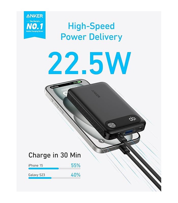 پاوربانک ۱۰۰۰۰ انکر مدل Anker Power Bank (10K, 22.5W) A1257 | رنگ سفید