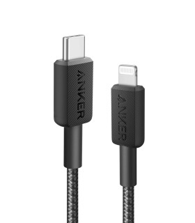 کابل یواس‌بی-سی به لایتنینگ ۹۰ سانتی متری انکر مدل Anker 322 USB-C to Lightning Cable | رنگ مشکی