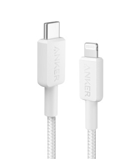 کابل یواس‌بی-سی به لایتنینگ ۱۸۰ سانتی متری انکر مدل Anker 322 USB-C to Lightning Cable | رنگ سفید