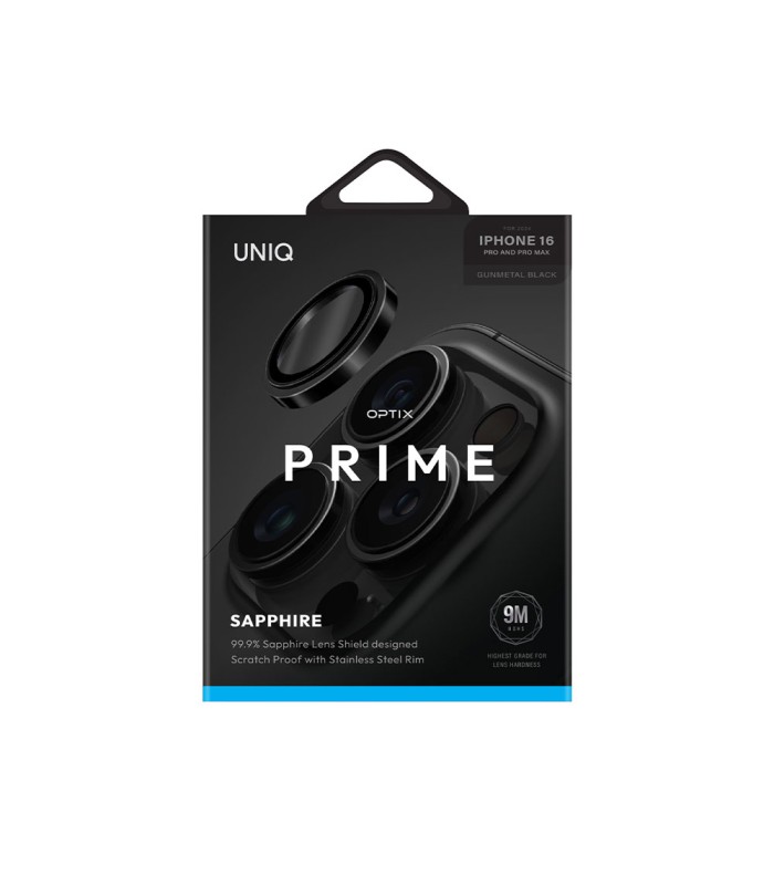 محافظ لنز یاقوت/استیل دوربین یونیک مدل UNIQ Optix Prime مناسب iPhone 16 Pro/Pro Max-مشکی
