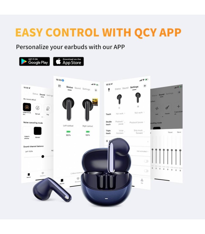 هدفون بی‌سیم توگوشی کیو‌ سی‌ وای مدل QCY AilyBuds Pro | رنگ آبی