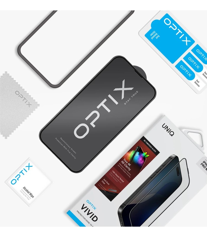 محافظ صفحه‌ نمایش یونیک مدل UNIQ Optix Vivid مناسب برای آیفون ۱۶ پرو و ۱۷