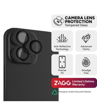 محافظ لنز دوربین زگ مدل ZAGG Glass Elite مناسب برای آیفون ۱۶ پرو و ۱۶ پرومکس | رنگ طلایی