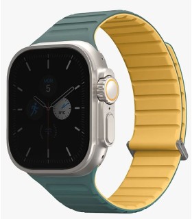 بند دورو اپل واچ  یونیک مدل UNIQ Revix Evo | رنگ خردلی/سبز تیره ۴۲-۴۴-۴۵-۴۹ میلی‌متری