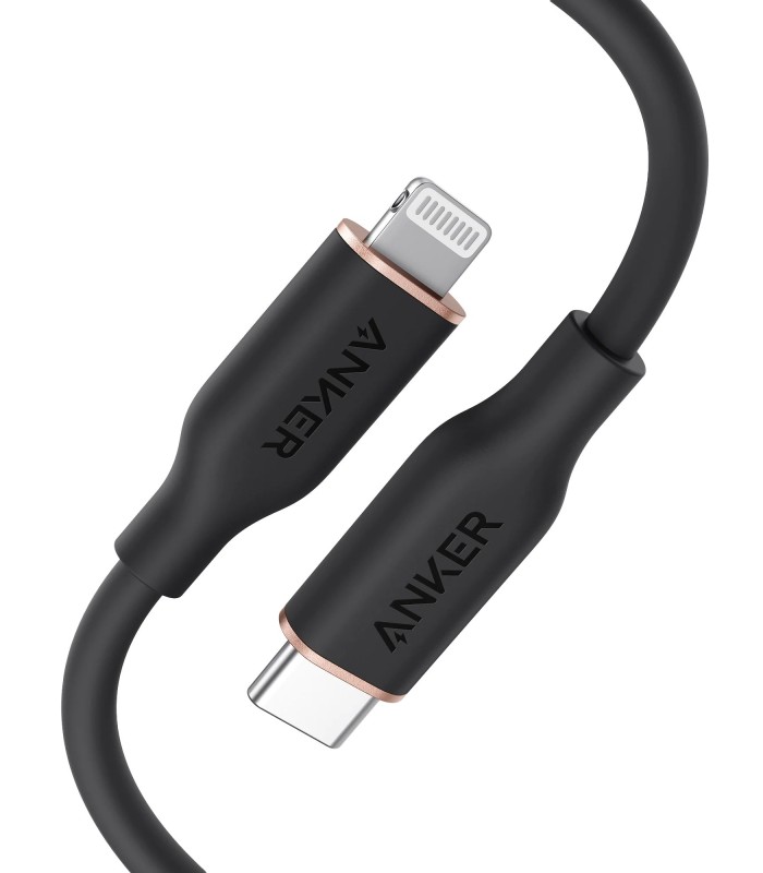 کابل شارژ سریع ۰.۹ متری USB-C به Lightning انکر مدل Anker PowerLine III Flow | رنگ مشکی