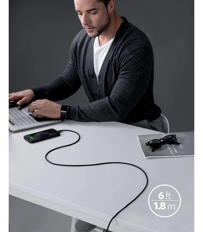 کابل شارژ سریع ۰.۹ متری USB-C به Lightning انکر مدل Anker PowerLine III Flow | رنگ مشکی