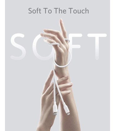 کابل شارژ سریع ۰.۹ متری USB-C به Lightning انکر مدل Anker PowerLine III Flow | رنگ سفید