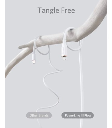 کابل شارژ سریع ۰.۹ متری USB-C به Lightning انکر مدل Anker PowerLine III Flow | رنگ سفید