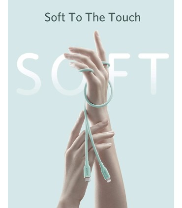 کابل شارژ سریع ۰.۹ متری USB-C به Lightning انکر مدل Anker PowerLine III Flow | رنگ سبز