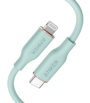 کابل شارژ سریع ۰.۹ متری USB-C به Lightning انکر مدل Anker PowerLine III Flow | رنگ سبز